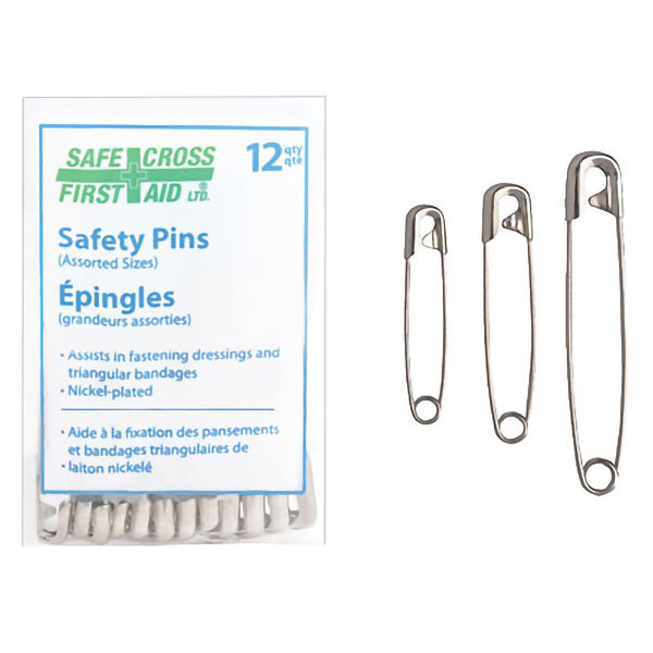 SAFETY PINS, ASSORTED SIZES - 12/pkg - S4846